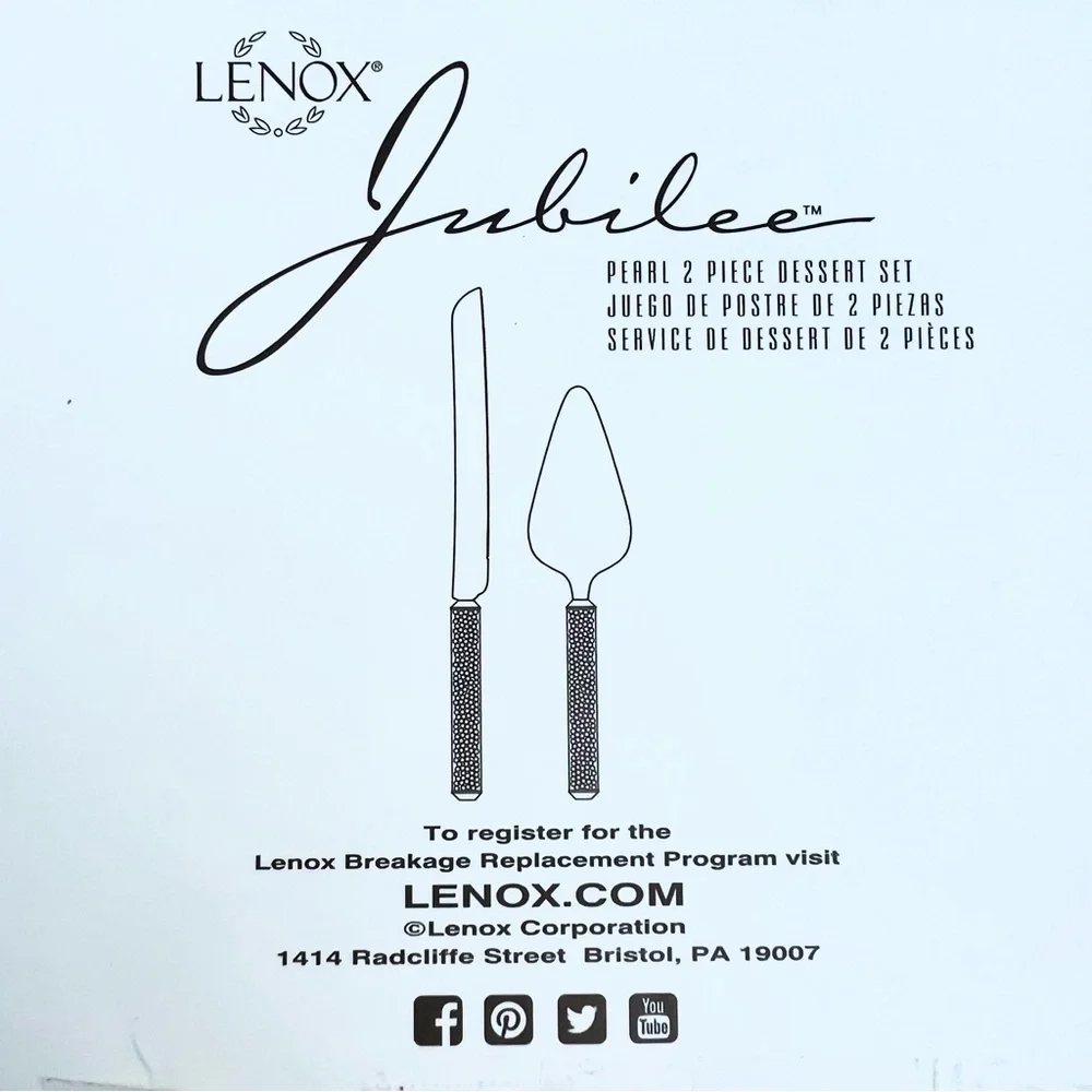 NWT, Lenox Jubilee Pearl Dessert 2 pc. Set